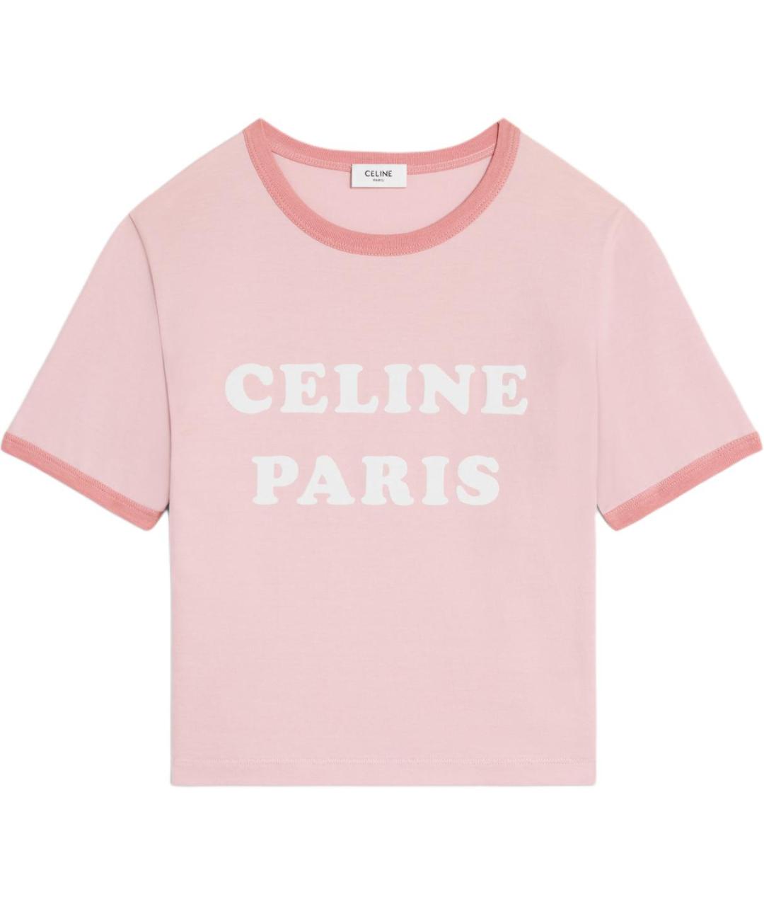 CELINE Розовая хлопковая футболка, фото 1