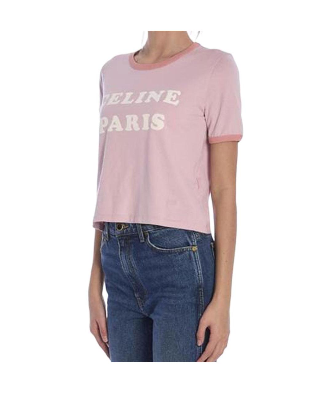 CELINE Розовая хлопковая футболка, фото 4