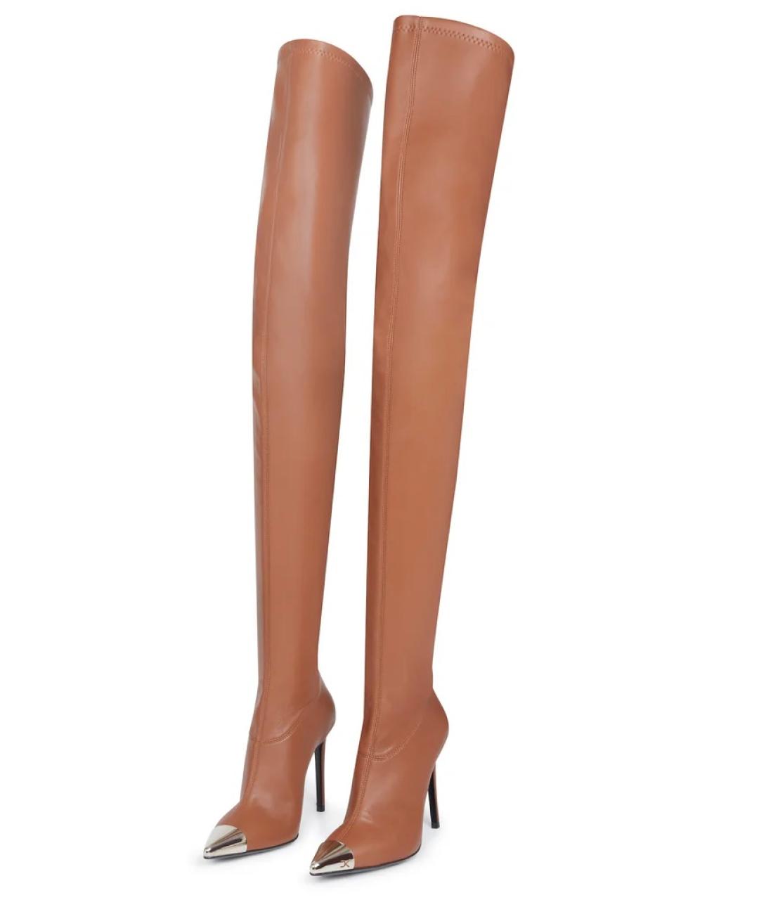 DAVID KOMA Коричневые кожаные ботфорты, фото 2