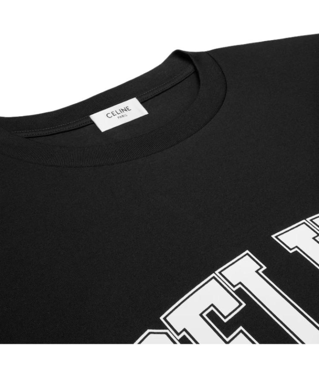 CELINE Черная хлопковая футболка, фото 3