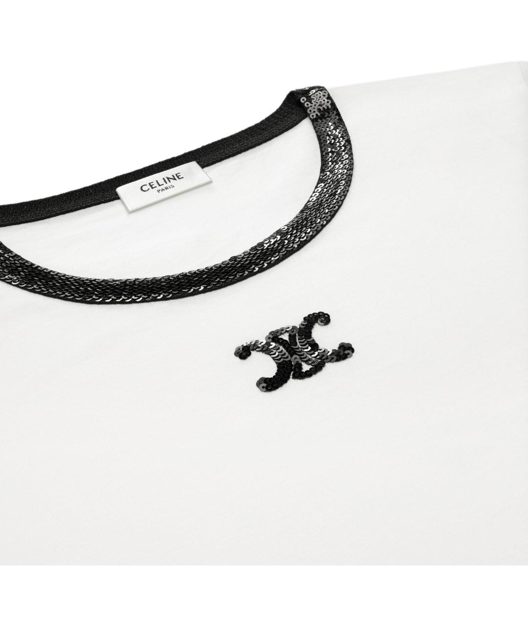 CELINE Белая хлопковая футболка, фото 3