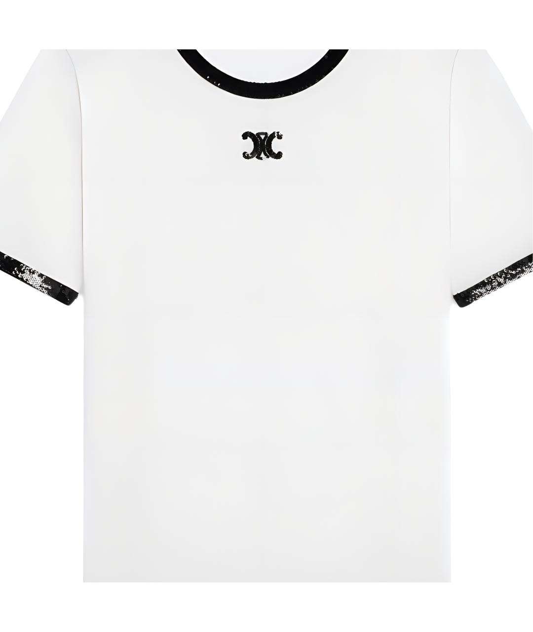 CELINE Белая хлопковая футболка, фото 4
