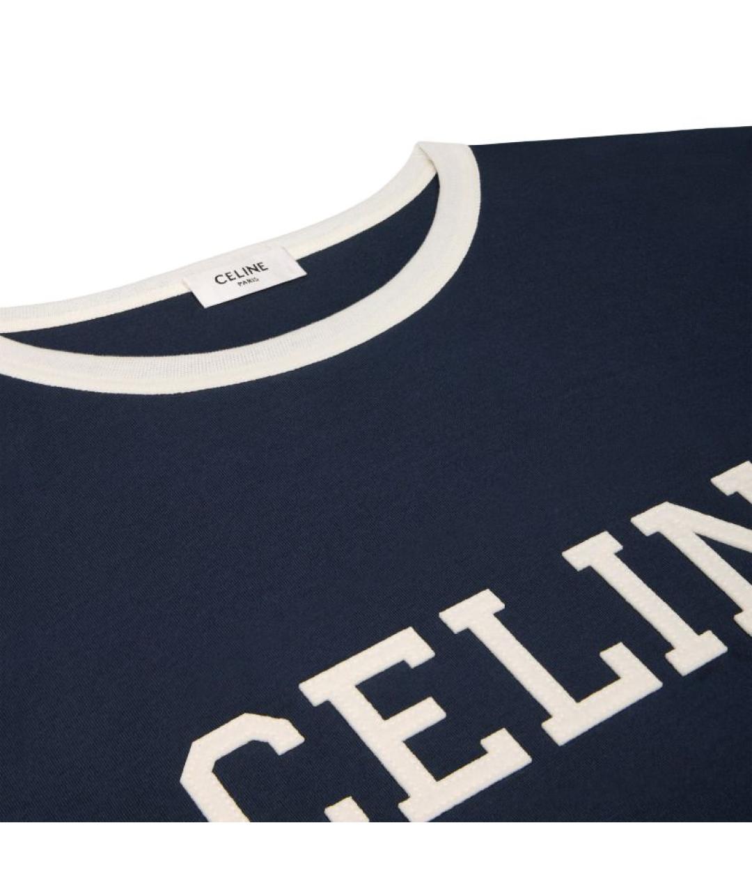 CELINE Темно-синяя хлопковая футболка, фото 6