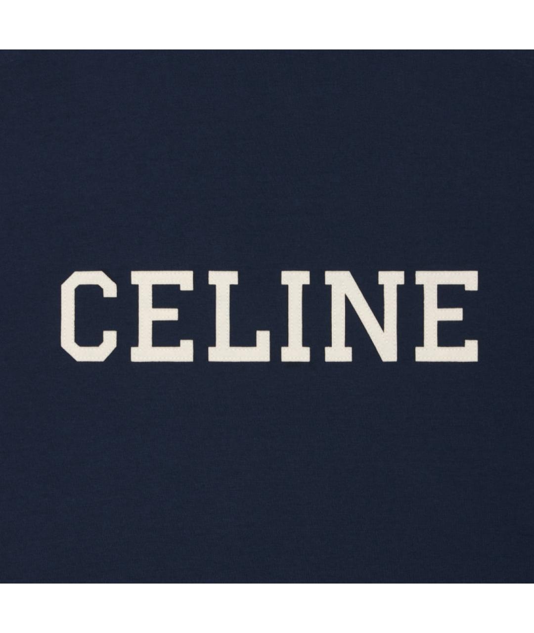 CELINE Темно-синяя хлопковая футболка, фото 7