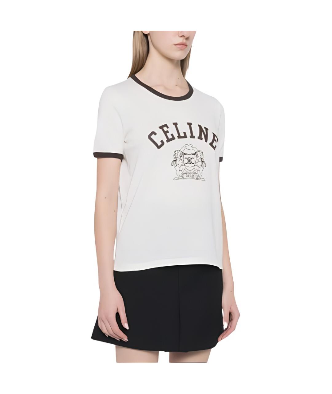 CELINE Бежевая хлопковая футболка, фото 4