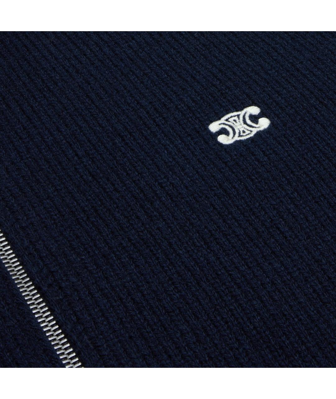 CELINE Темно-синий шерстяной джемпер / свитер, фото 4
