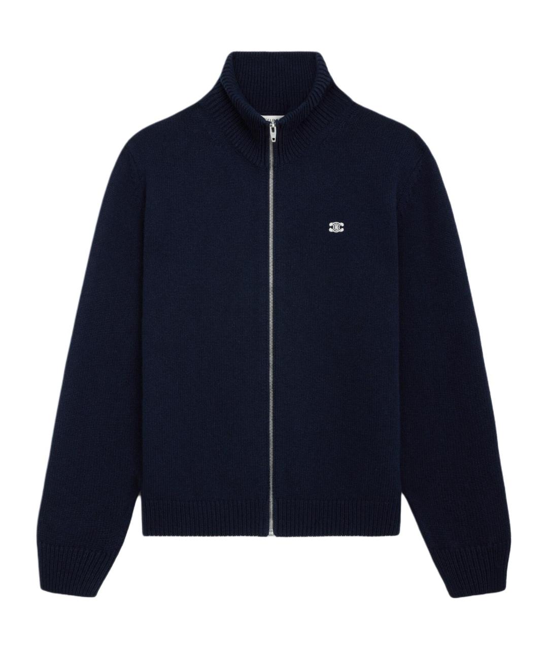 CELINE Темно-синий шерстяной джемпер / свитер, фото 1