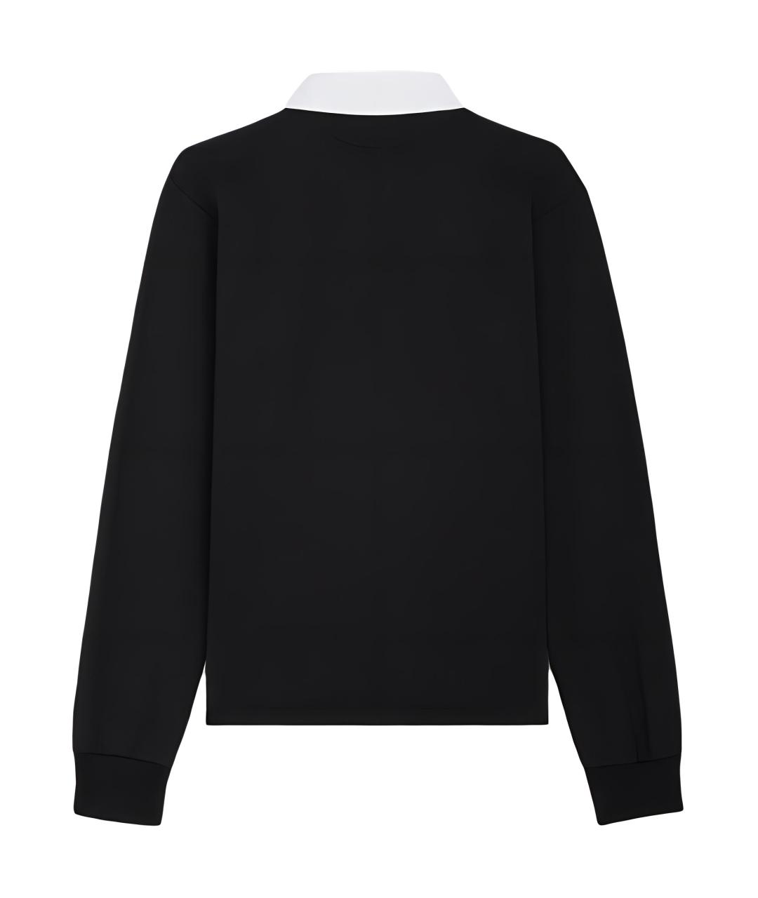 CELINE Черное хлопковое поло с длинным рукавом, фото 2