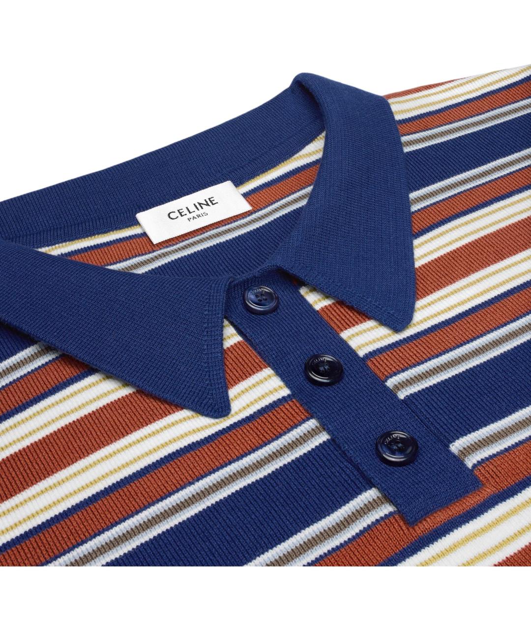 CELINE Мульти хлопковое поло с длинным рукавом, фото 3