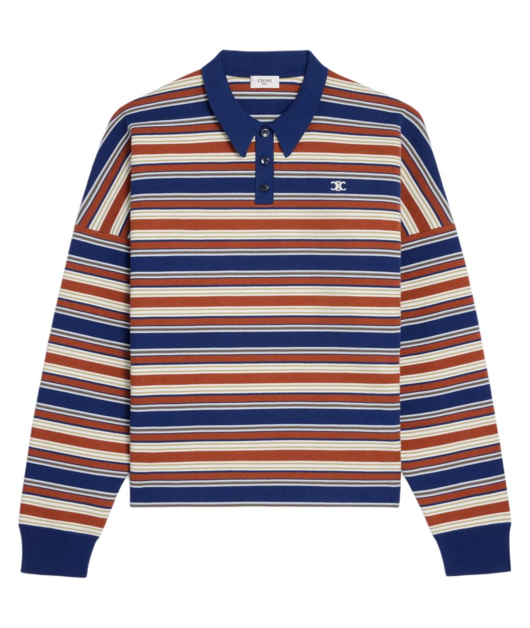 CELINE Мульти хлопковое поло с длинным рукавом, фото 1