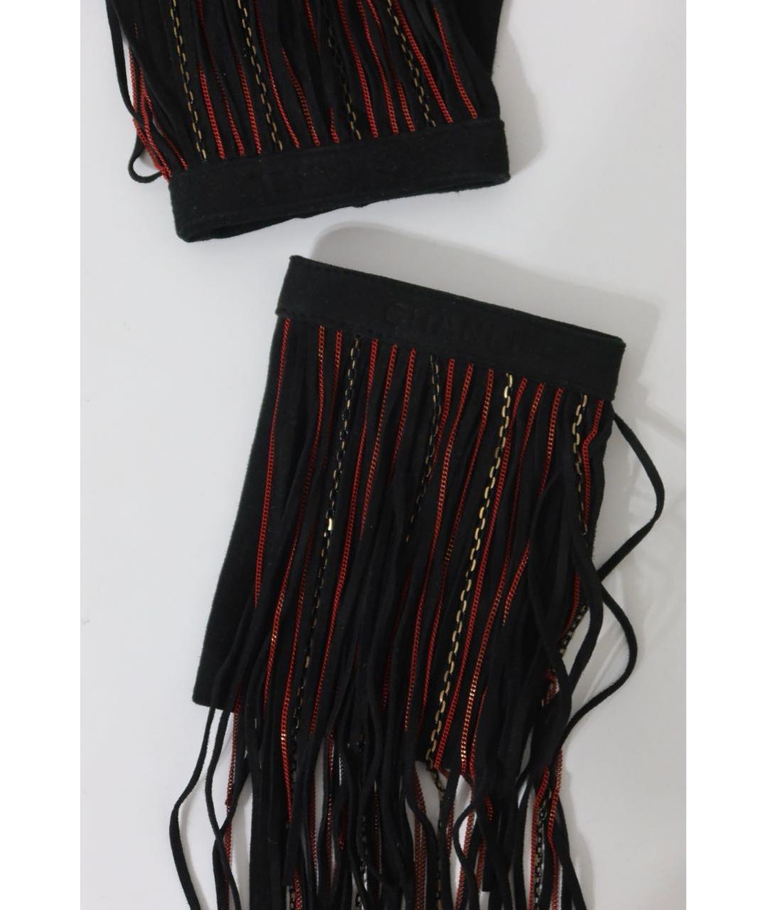 CHANEL Черные шерстяные митенки, фото 4