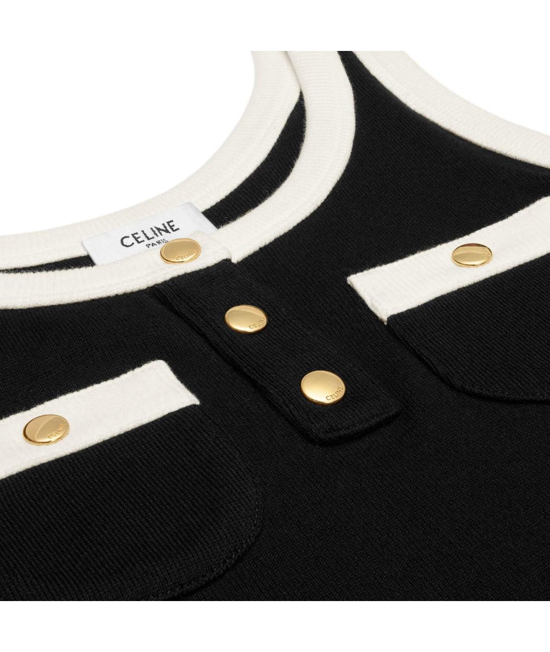 CELINE Черная хлопковая майка, фото 3