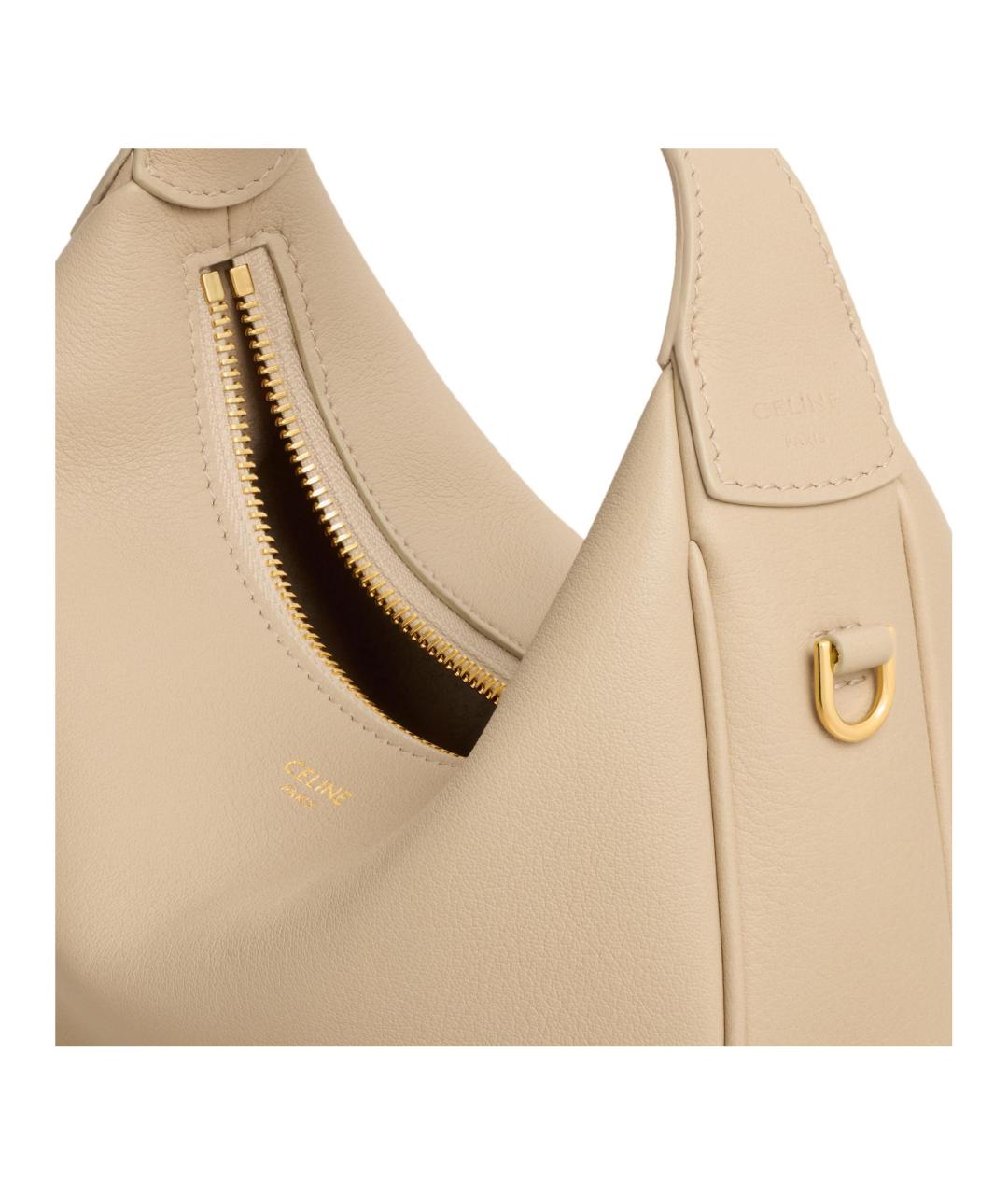 CELINE Бежевая кожаная сумка через плечо, фото 5