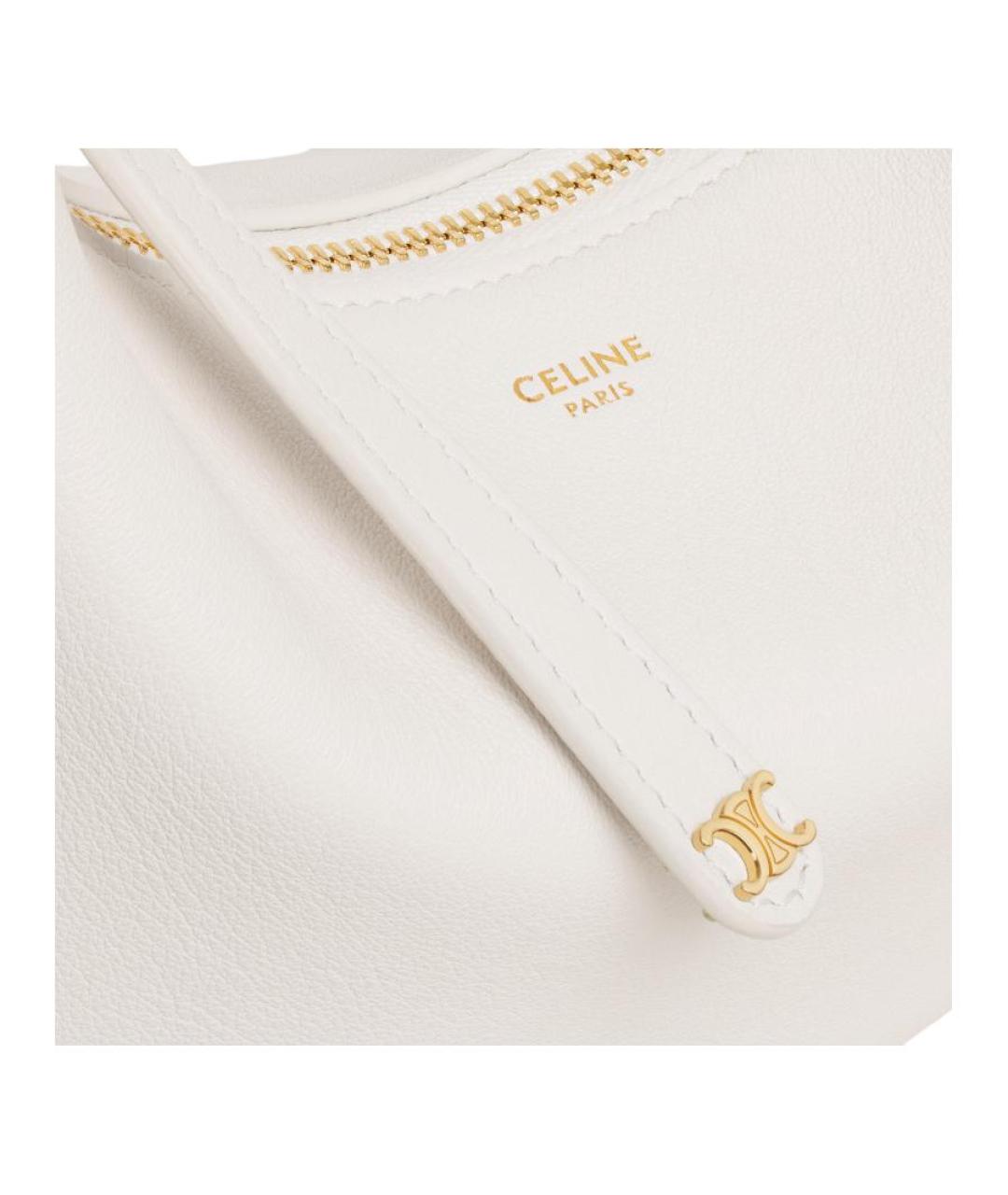CELINE Белая кожаная сумка через плечо, фото 5