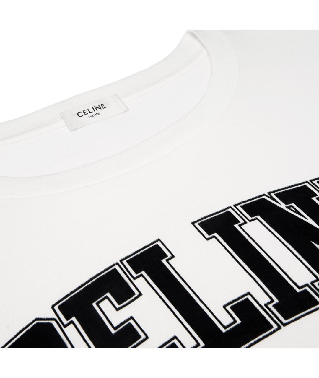 CELINE Белая хлопковая футболка, фото 4