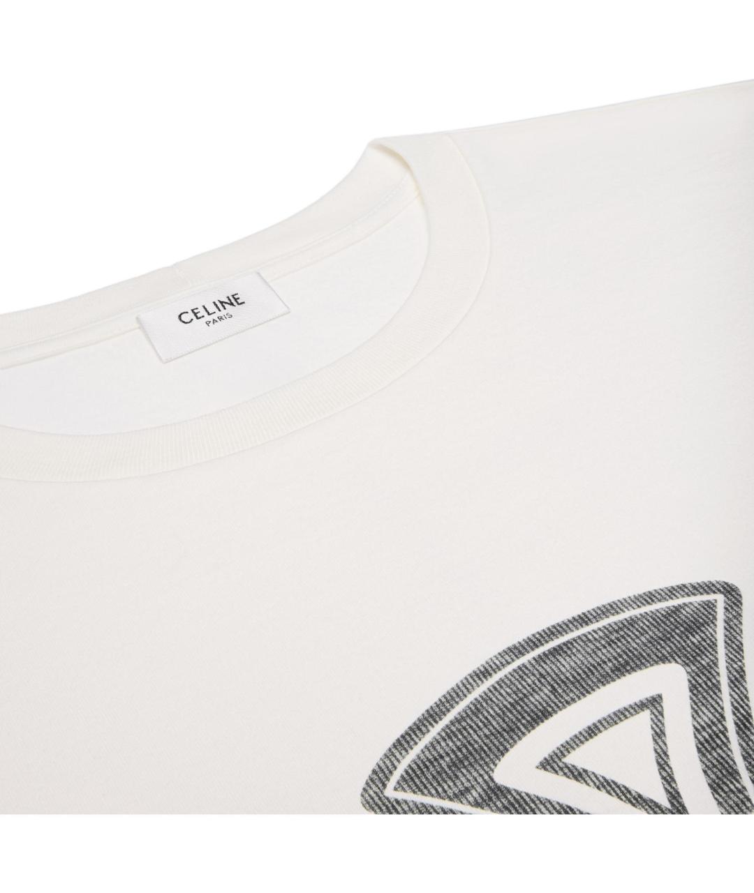 CELINE Белая хлопковая футболка, фото 7