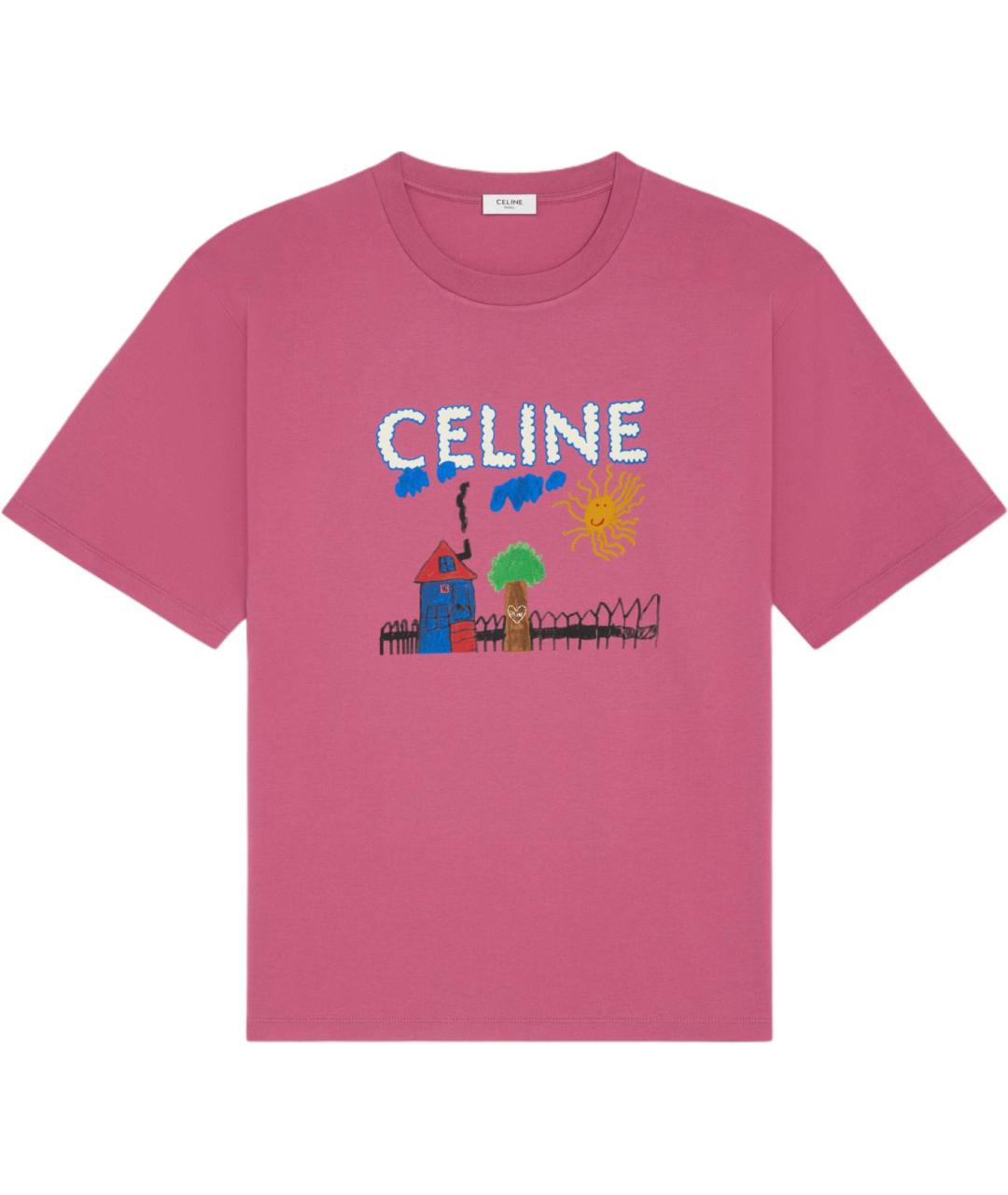 CELINE Розовая хлопковая футболка, фото 1