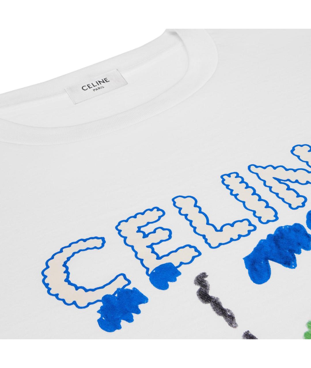 CELINE Белая хлопковая футболка, фото 3
