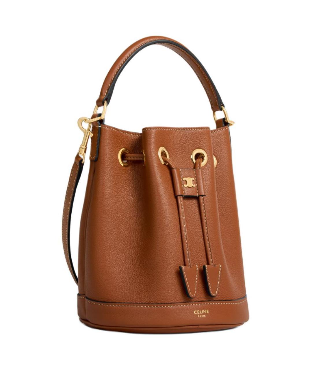 CELINE Коричневая кожаная сумка через плечо, фото 2