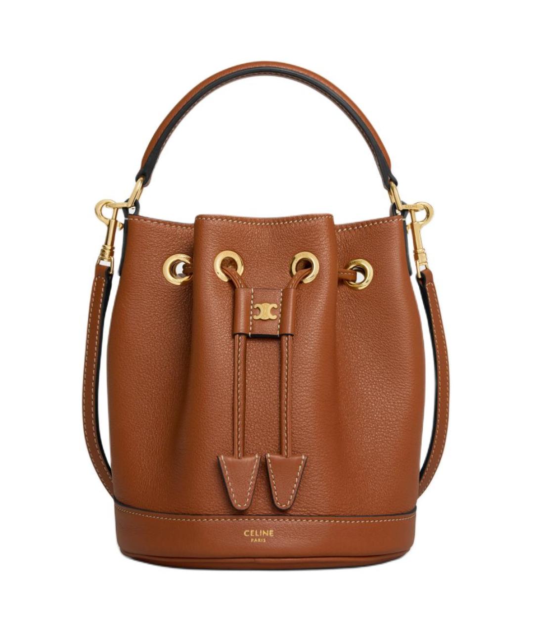 CELINE Коричневая кожаная сумка через плечо, фото 1