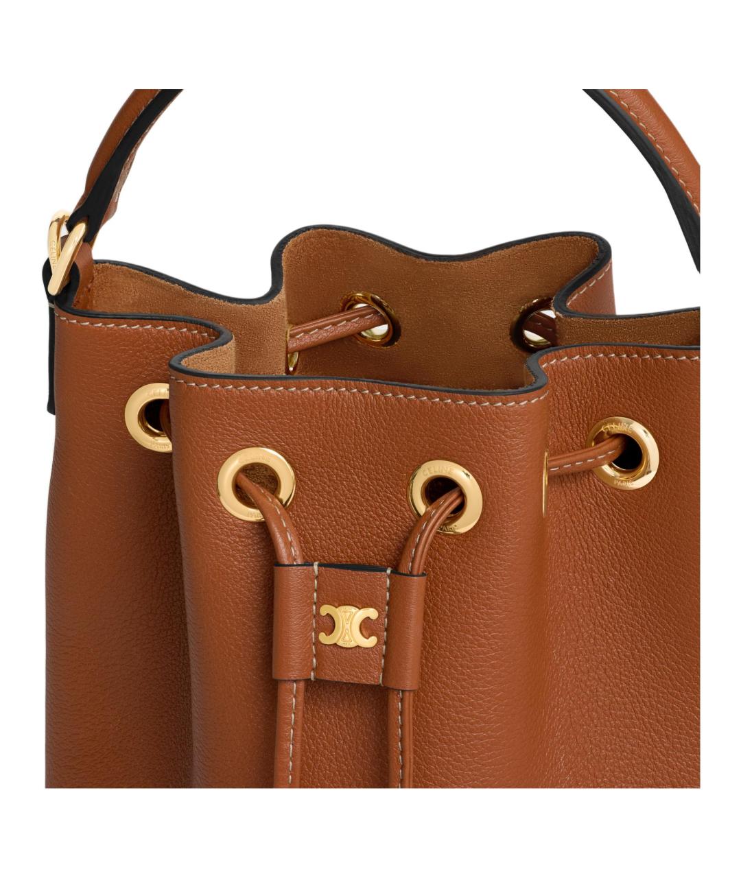 CELINE Коричневая кожаная сумка через плечо, фото 4