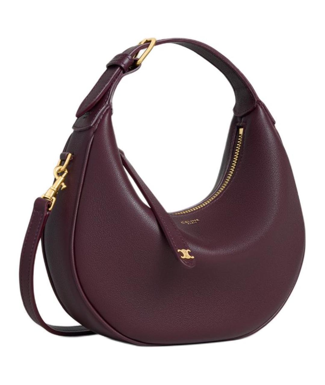 CELINE Бордовая кожаная сумка через плечо, фото 2