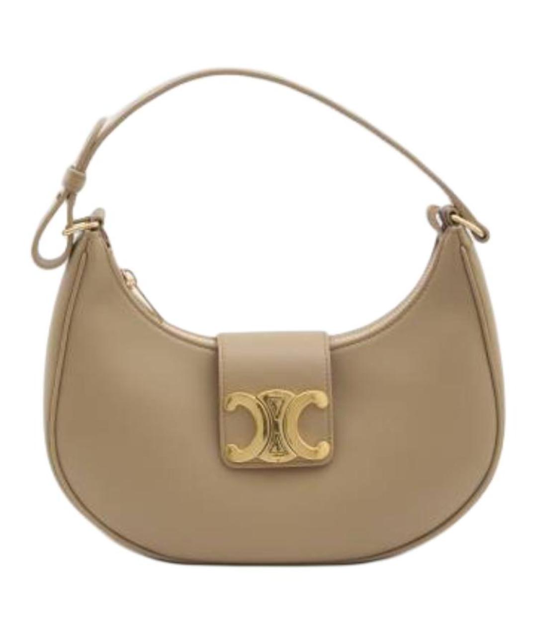 CELINE Бежевая кожаная сумка через плечо, фото 1