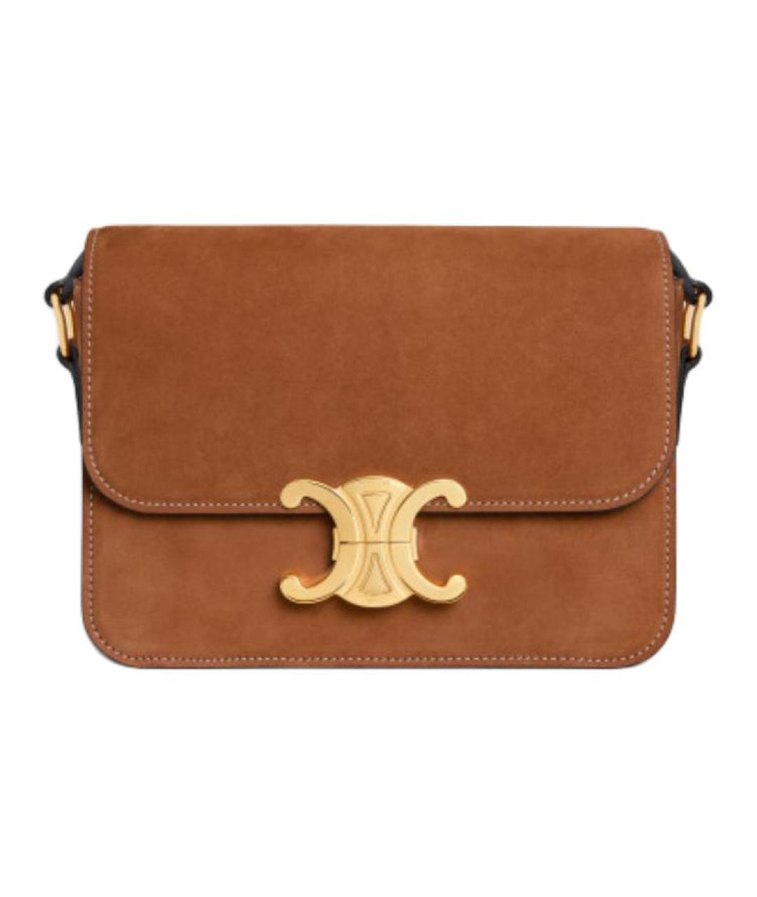 CELINE Коричневая замшевая сумка через плечо, фото 1