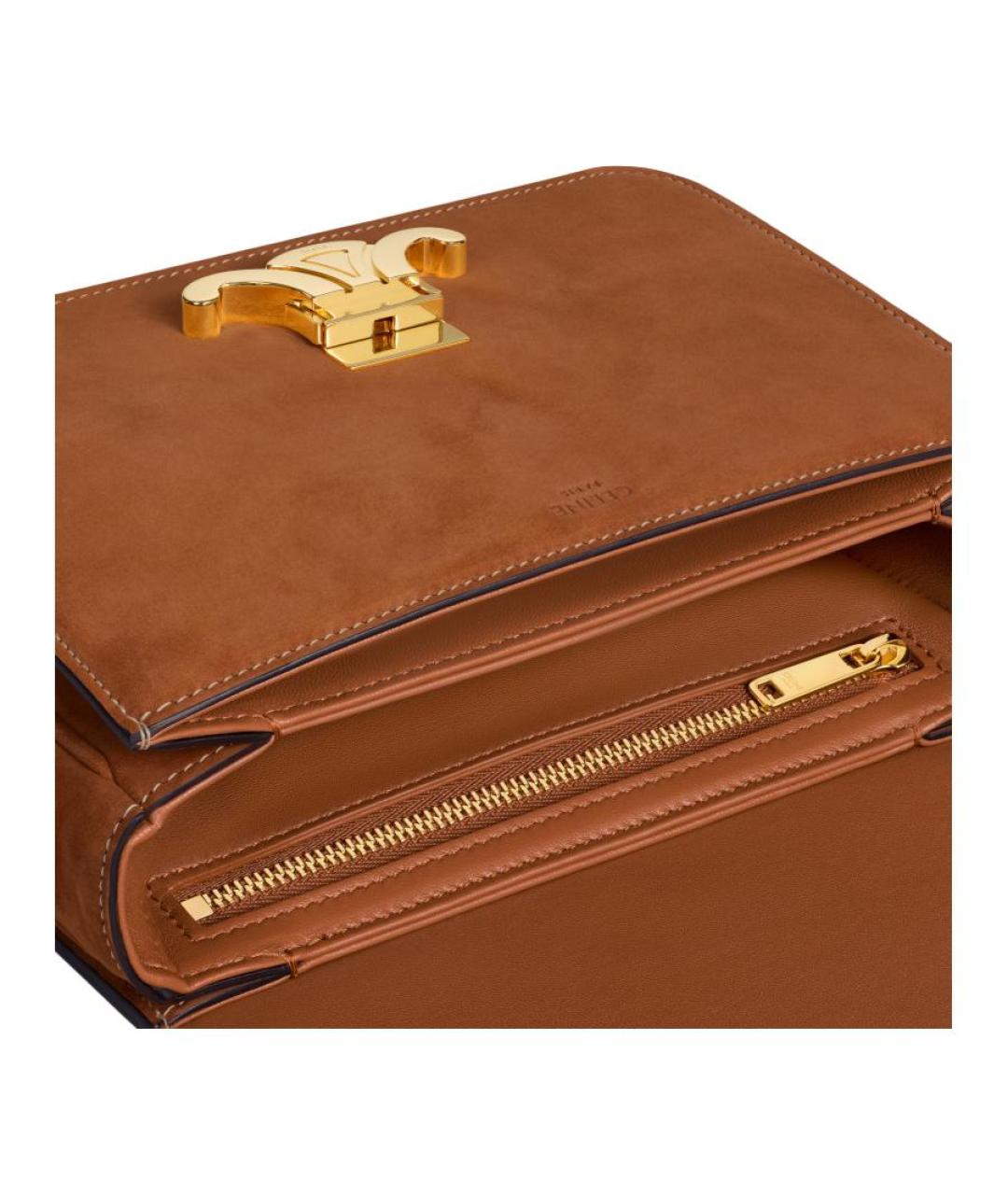 CELINE Коричневая замшевая сумка через плечо, фото 4