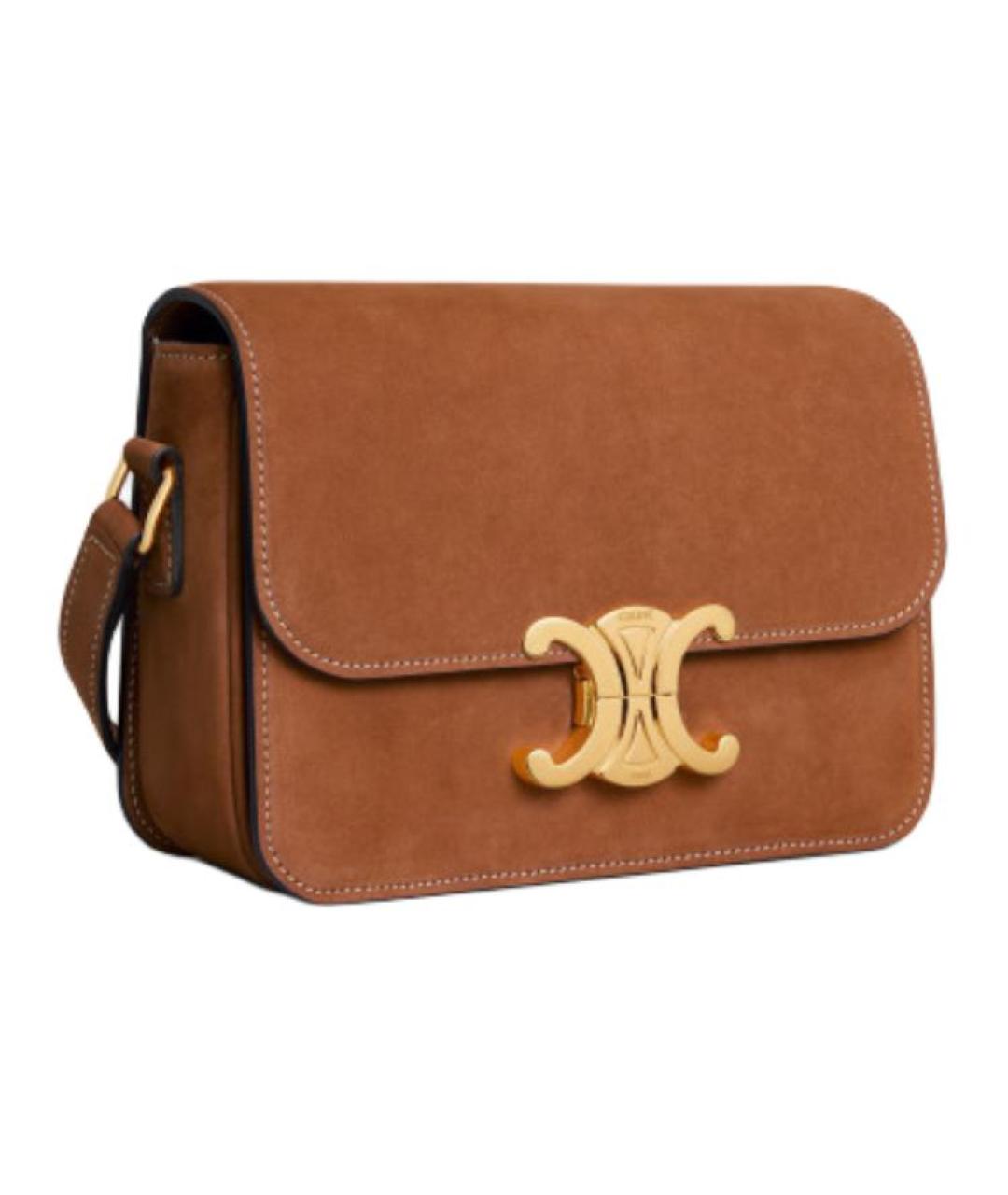 CELINE Коричневая замшевая сумка через плечо, фото 2