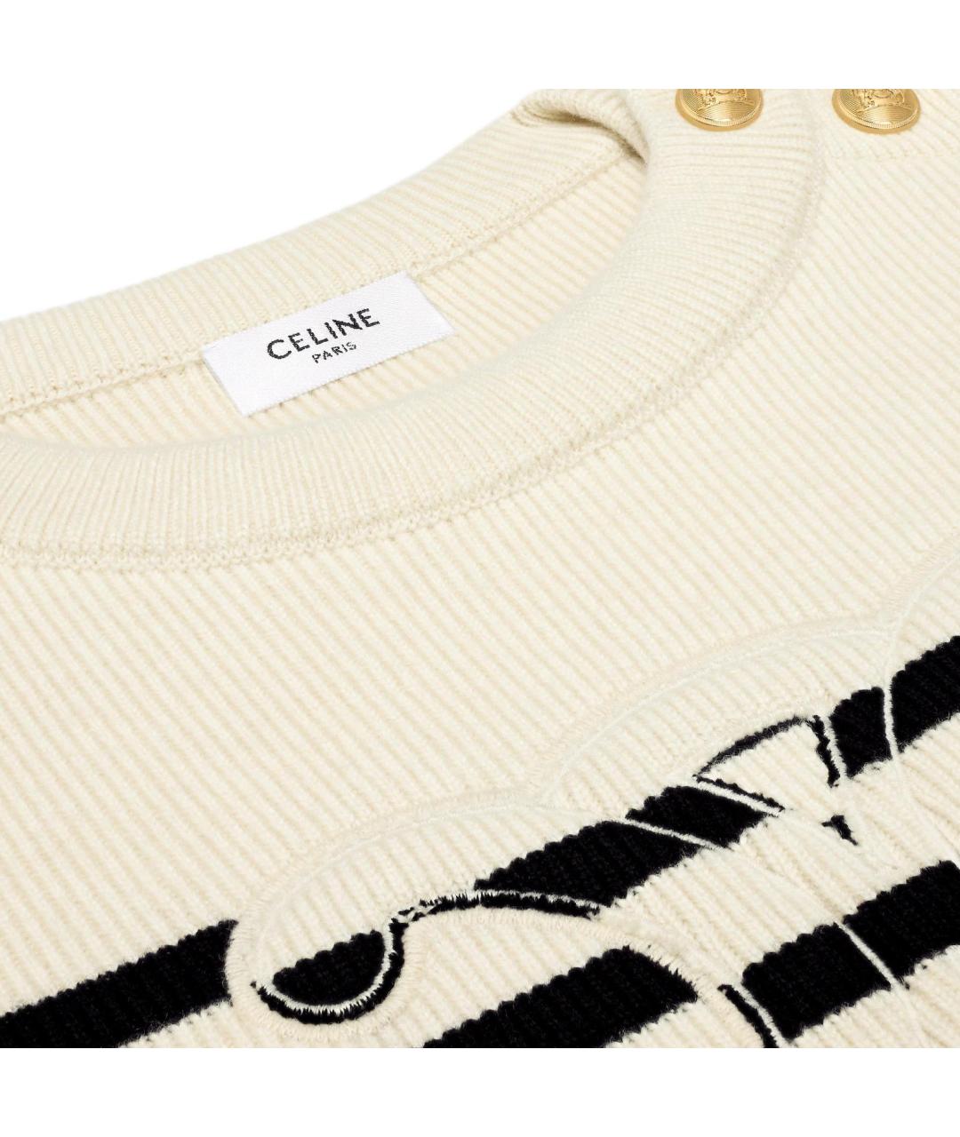 CELINE Бежевый шерстяной джемпер / свитер, фото 7