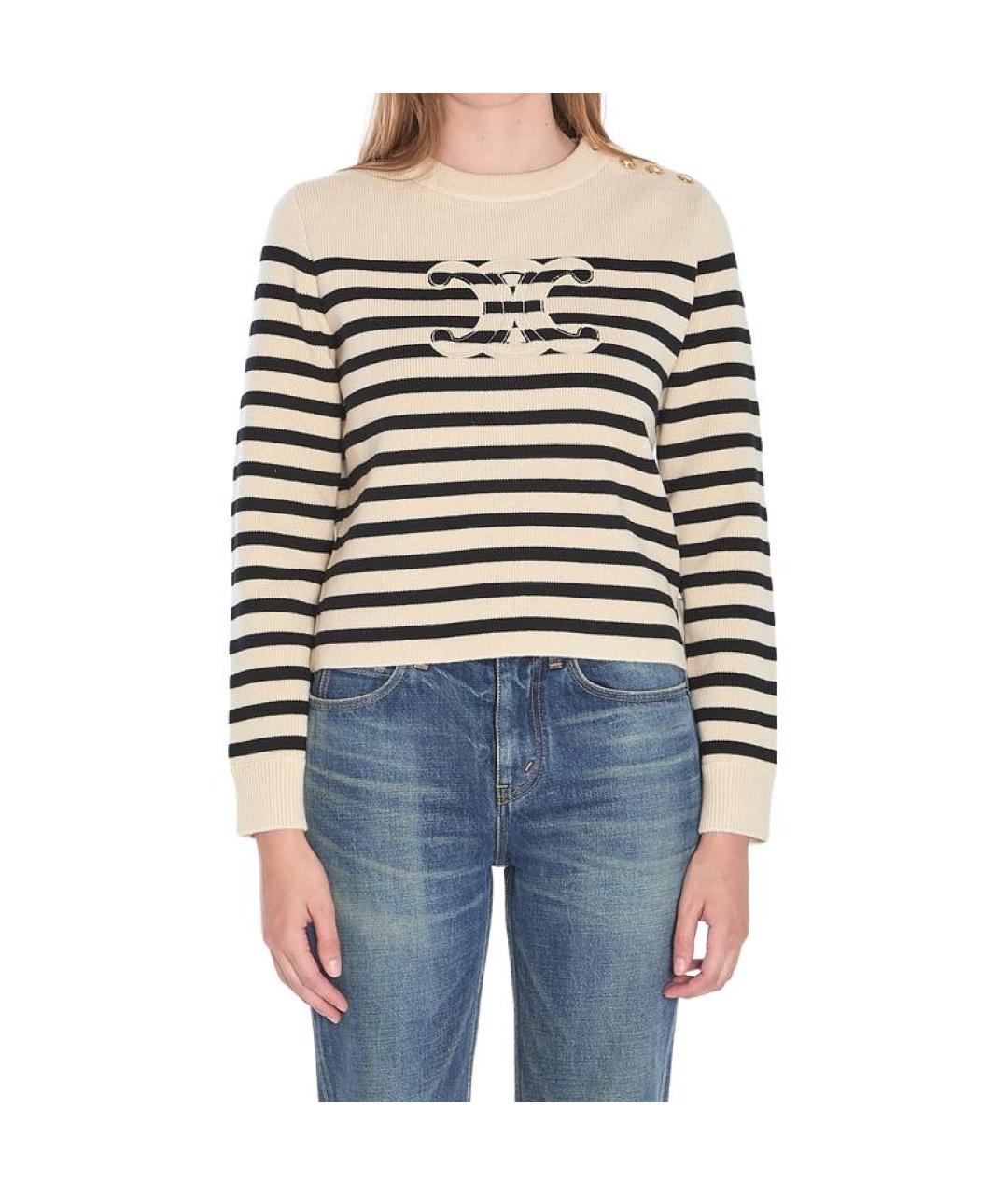 CELINE Бежевый шерстяной джемпер / свитер, фото 3