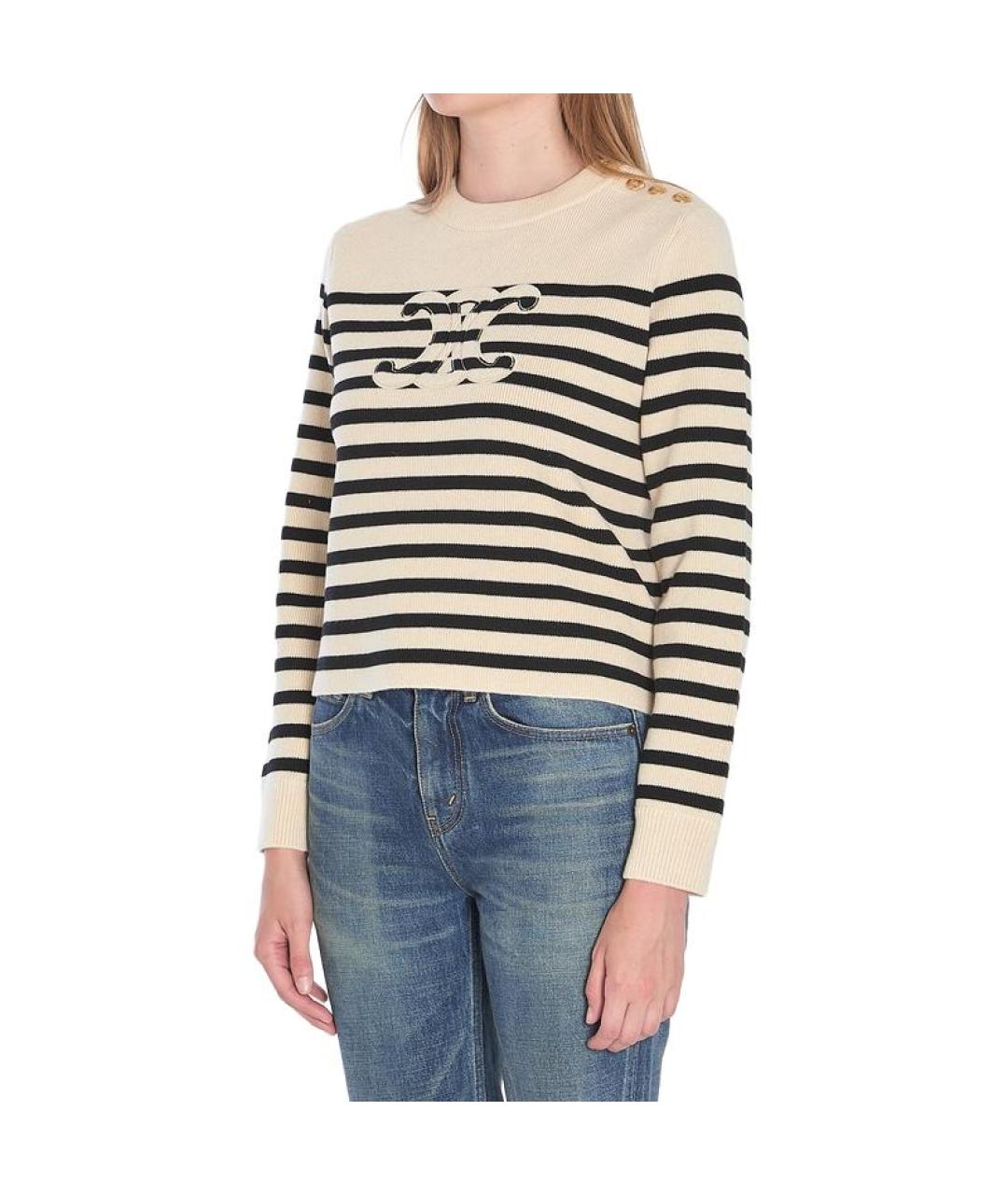 CELINE Бежевый шерстяной джемпер / свитер, фото 5