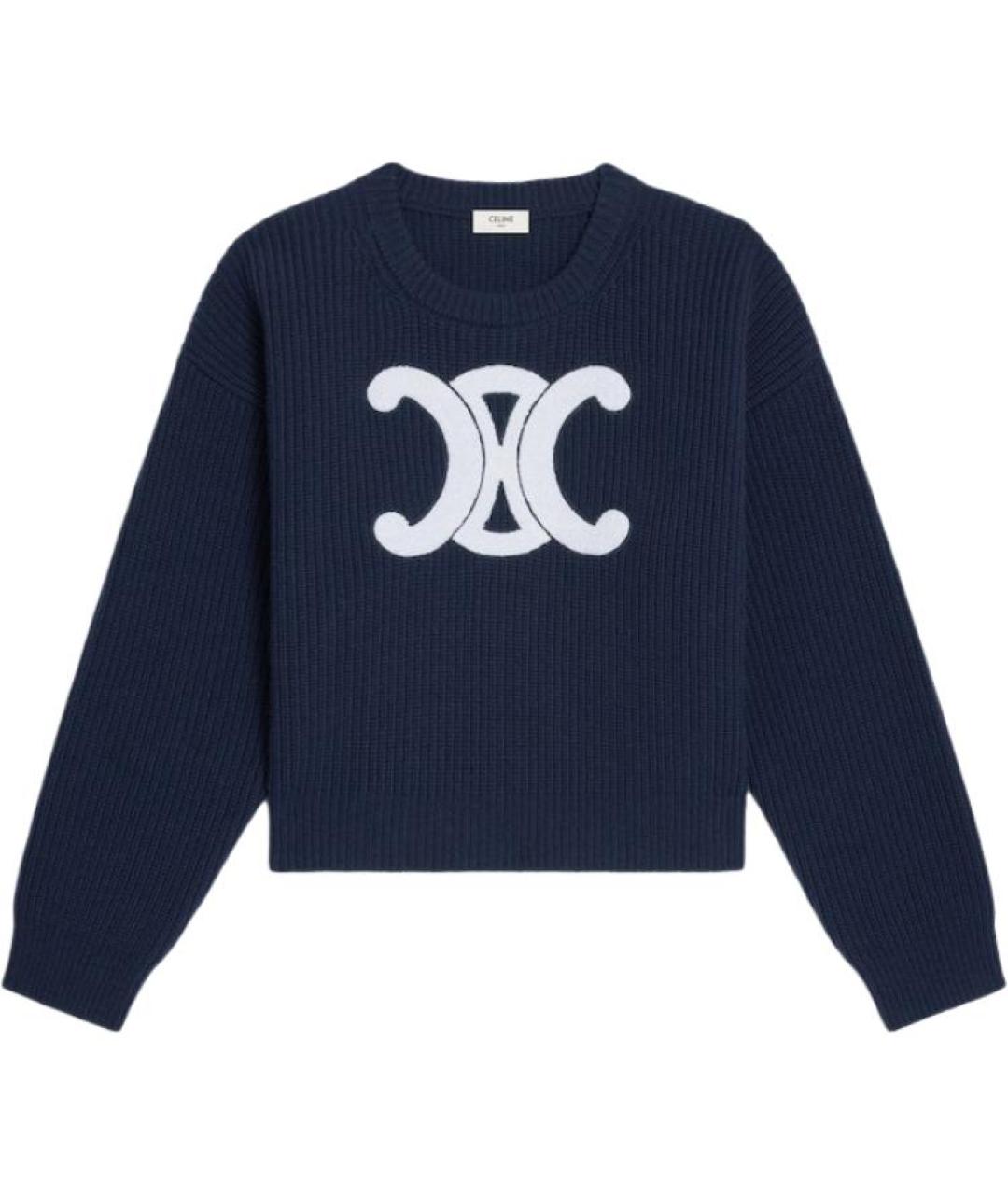 CELINE Синий шерстяной джемпер / свитер, фото 1
