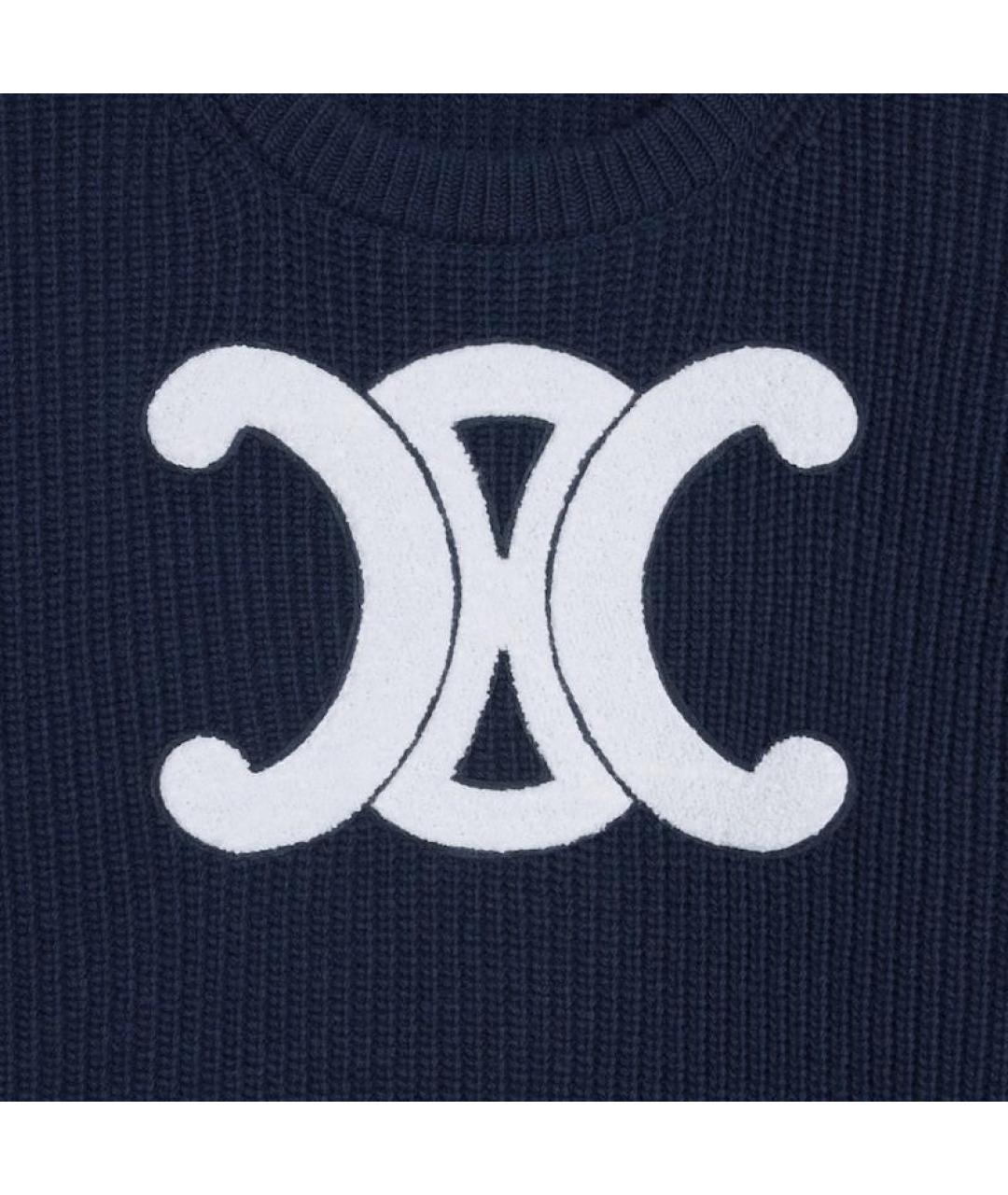 CELINE Синий шерстяной джемпер / свитер, фото 5