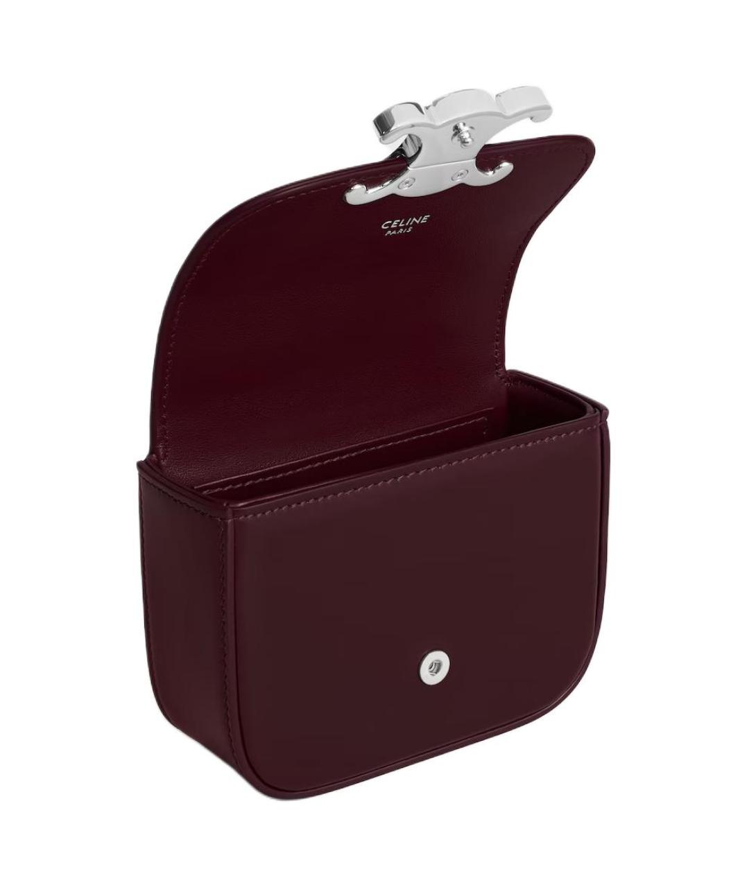 CELINE Бордовая кожаная сумка через плечо, фото 4