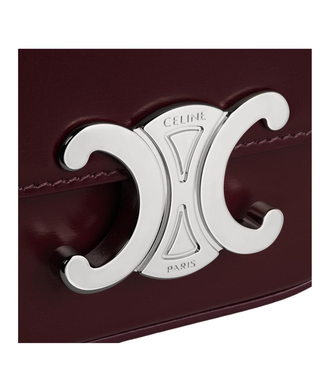 CELINE Бордовая кожаная сумка через плечо, фото 5