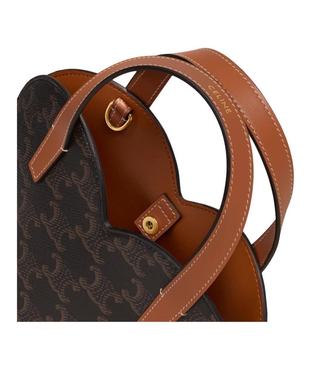 CELINE Коричневая кожаная сумка через плечо, фото 5