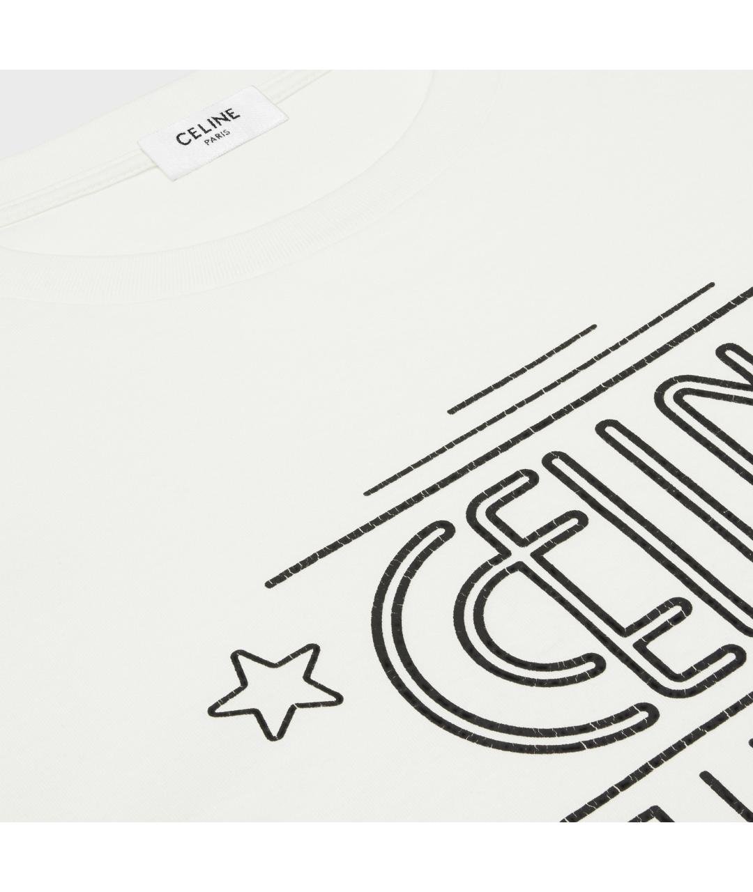 CELINE Белая хлопковая футболка, фото 3