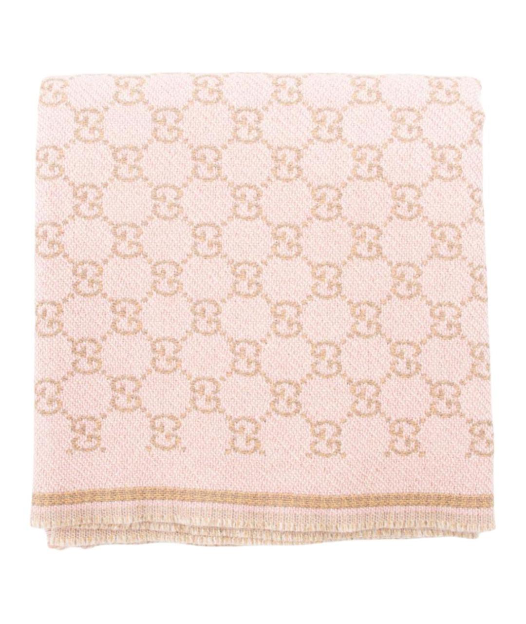 GUCCI Розовый шерстяной шарф, фото 2