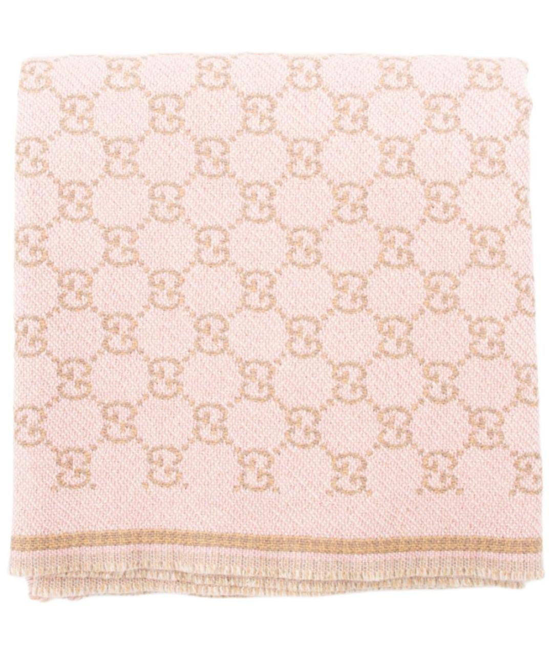GUCCI Розовый шерстяной шарф, фото 3