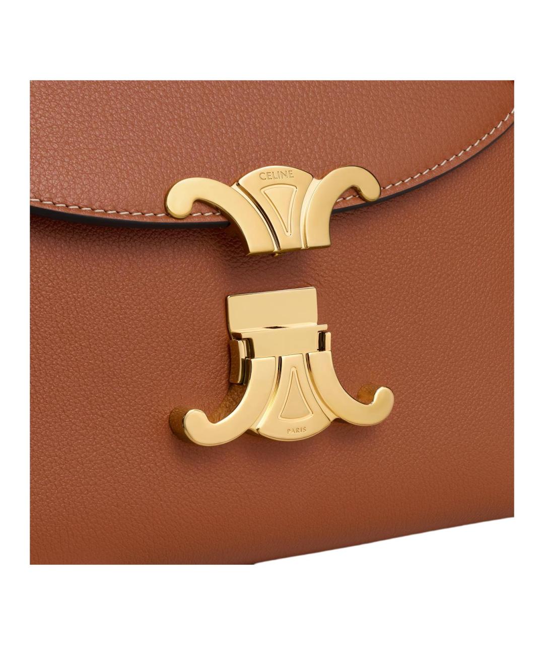 CELINE Коричневая кожаная сумка через плечо, фото 4