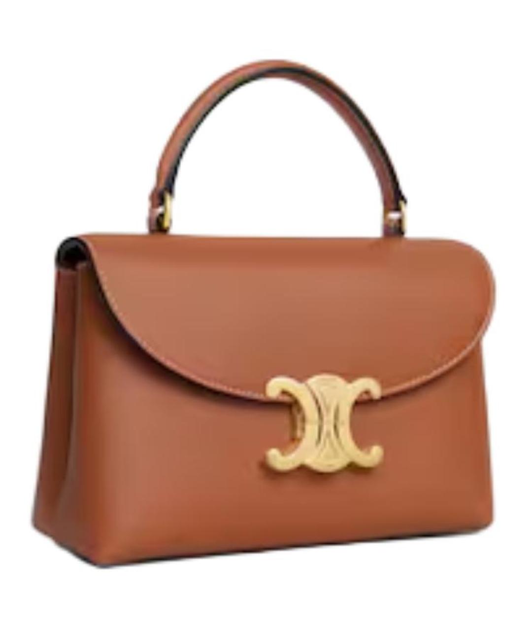 CELINE Коричневая кожаная сумка через плечо, фото 2