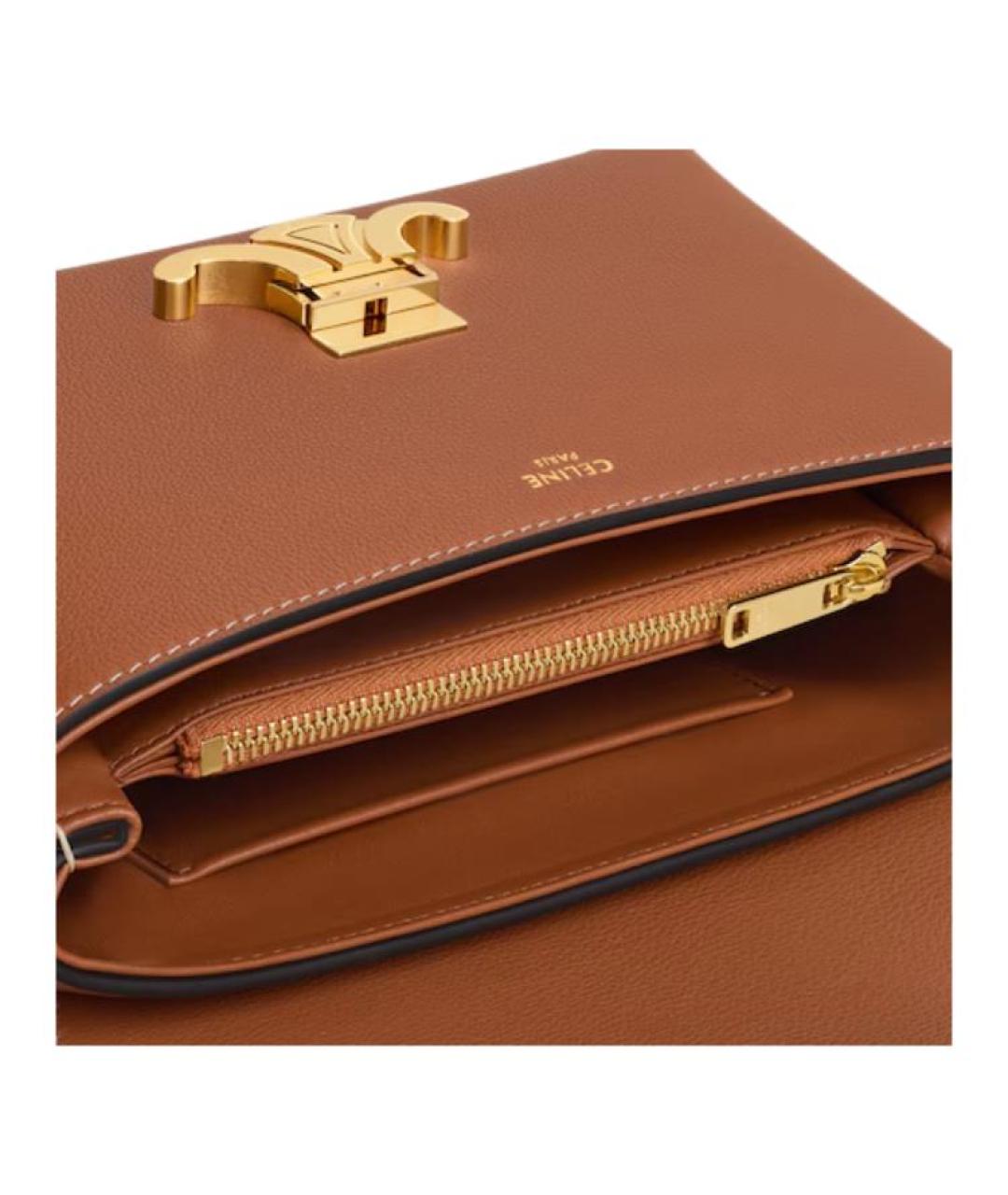 CELINE Коричневая кожаная сумка через плечо, фото 5