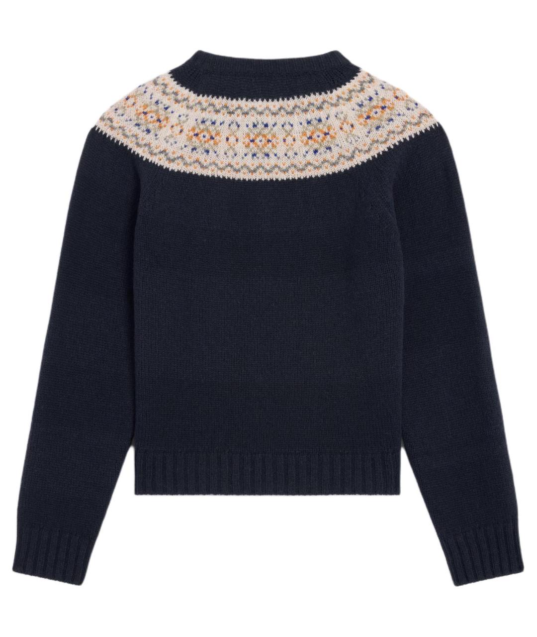 CELINE Темно-синий шерстяной джемпер / свитер, фото 2