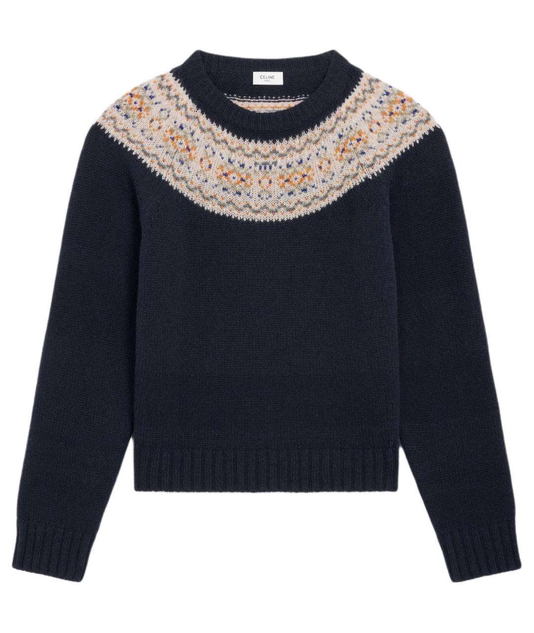CELINE Темно-синий шерстяной джемпер / свитер, фото 1