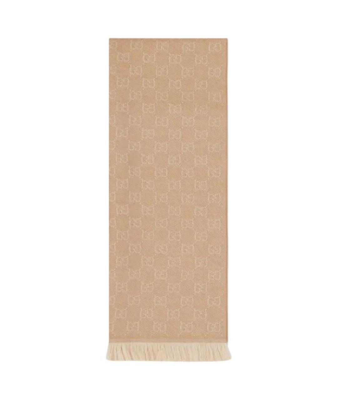 GUCCI Бежевый шерстяной шарф, фото 2
