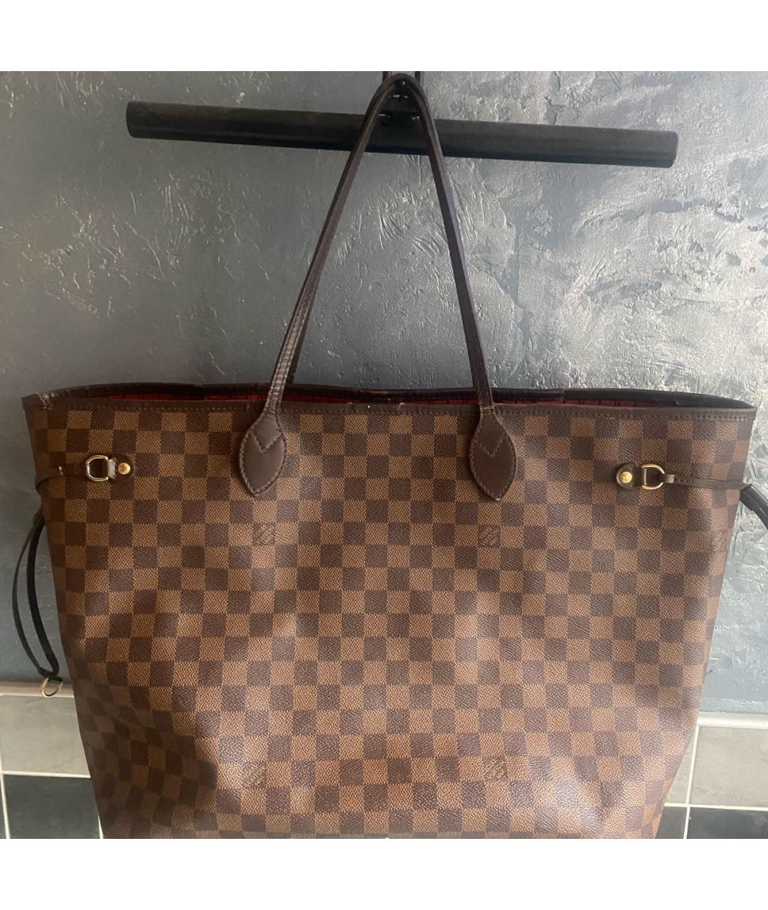 LOUIS VUITTON Коричневая кожаная сумка тоут, фото 7