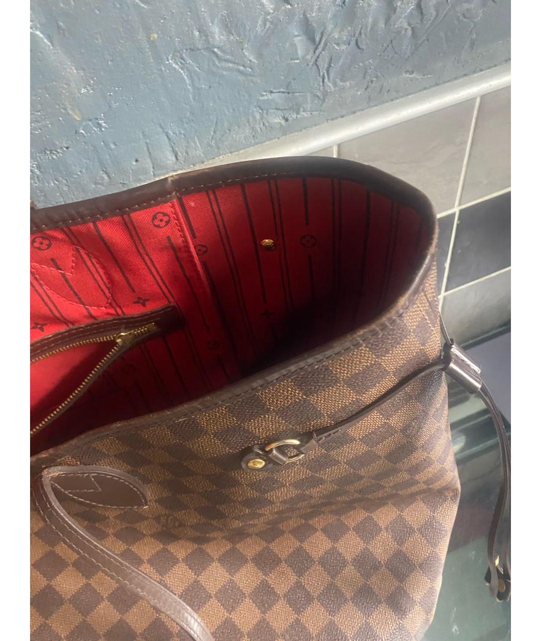 LOUIS VUITTON Коричневая кожаная сумка тоут, фото 4