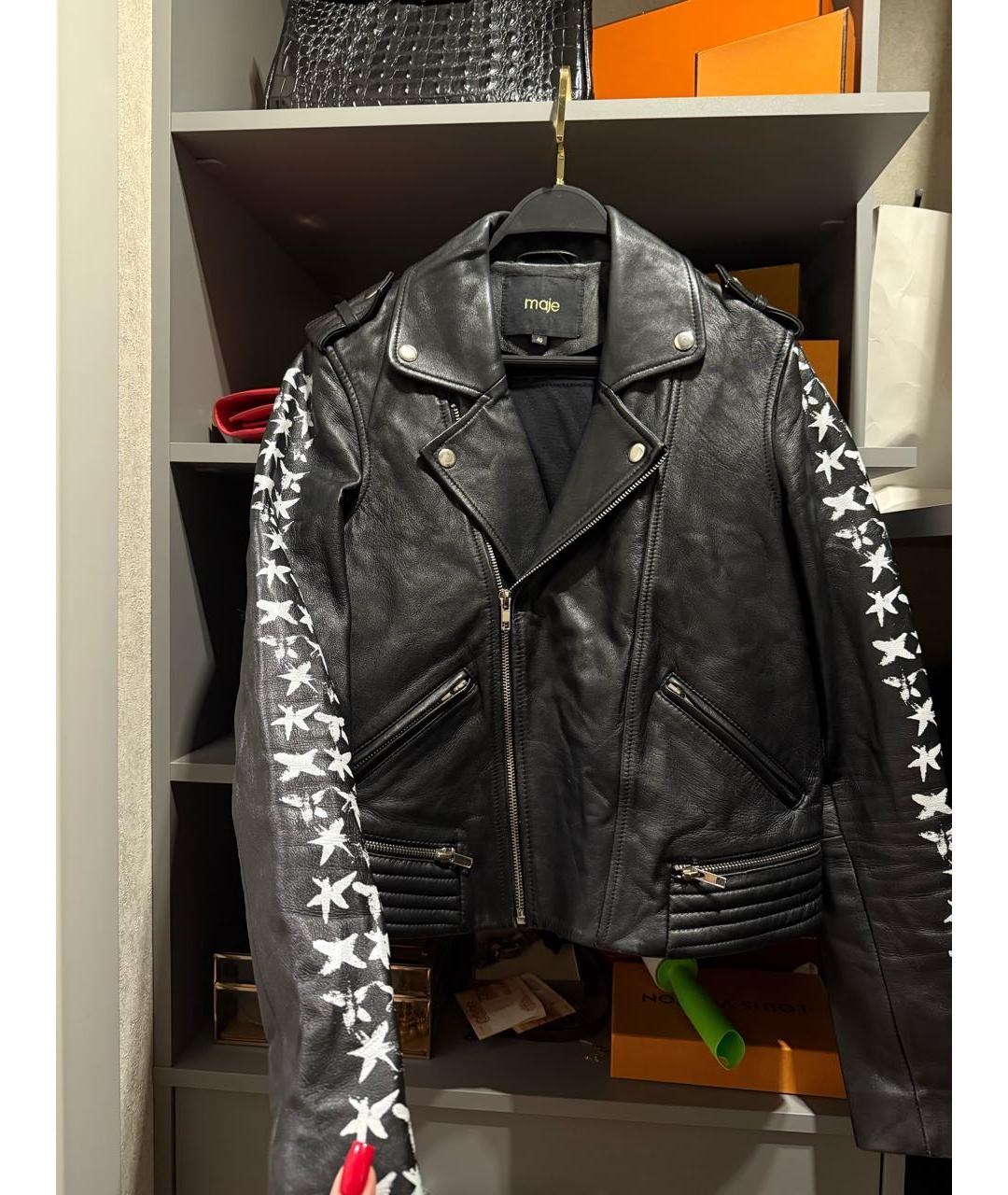 MAJE Черная кожаная куртка, фото 3